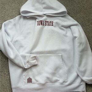 Iowa State White Hoodie with Maroon Embroidery